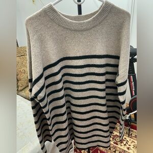 a new day Beige and Black Striped Sweater